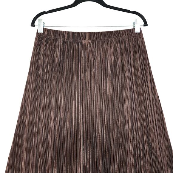 BonWorth Womens Vintage Pleated Slinky Midi Skirt Size Small Petite Brown A Line - Picture 5 of 11